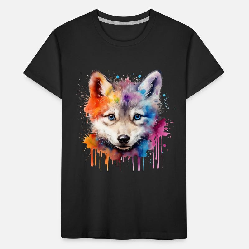 wolf, gray wolf, wolf cub Kids' Premium Organic T-Shirt