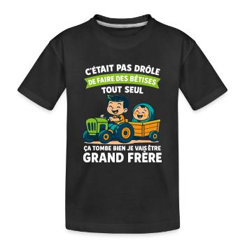 Enfant Grand Frère en Mission - Annonce Grossesse - T-shirt bio Premium Enfant - noir - Devant