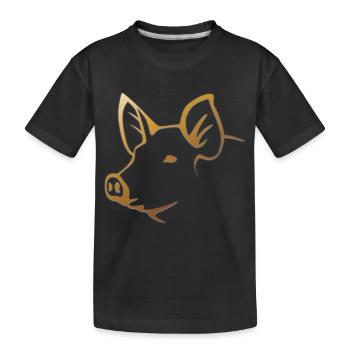 Schwein - Schweinekopf Bauernhof Tier - Kinder Premium Bio T-Shirt - Schwarz - Vorne