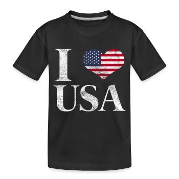 Gift USA Flag American Flag America - Kids' Premium Organic T-Shirt - black - Front