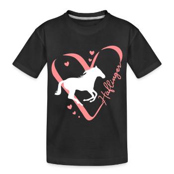 Haflinger Herz - Kinder Premium Bio T-Shirt - Schwarz - Vorne