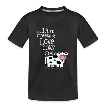 I just freaking love cows cadeau paysan vache amour - T-shirt bio Premium Enfant - noir - Devant