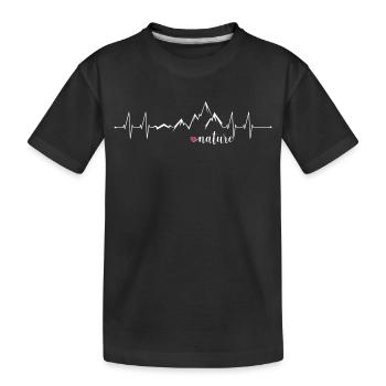 Love Nature Mountains Heart Rate ECG - Conception graphique - T-shirt bio Premium Enfant - noir - Devant