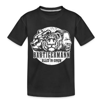 Bärtiger Mann, Bär Tiger Mann, Vater, Papa - Kinder Premium Bio T-Shirt - Schwarz - Vorne