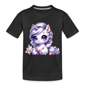 Cute Unicorn Mythical Fairy - Kids' Premium Organic T-Shirt - black - Front