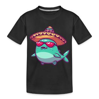 baleine drôle sombrero - T-shirt bio Premium Enfant - noir - Devant