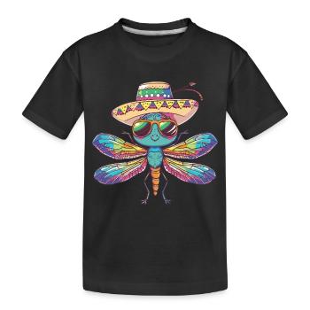 Libelle Lustig Sombrero - Kinder Premium Bio T-Shirt - Schwarz - Vorne