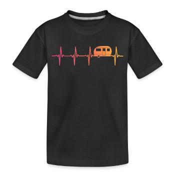 Caravan Sunset Heartbeat Camping Caravan - Kids' Premium Organic T-Shirt - black - Front
