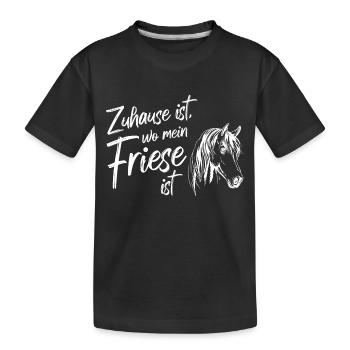 Friese Pferd Reiten Reiter Reiterin Wild Natur - Kinder Premium Bio T-Shirt - Schwarz - Vorne