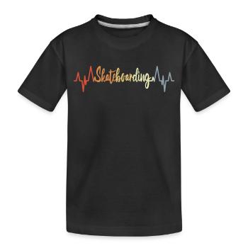 Skateboarding Heartbeat - Kids' Premium Organic T-Shirt - black - Front