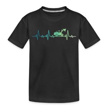 Radlader Heartbeat Bulldozer - Kinder Premium Bio T-Shirt - Schwarz - Vorne
