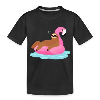 Sloth Sleeping On Flamingo Pool Float - T-shirt bio Premium Enfant - noir - Devant