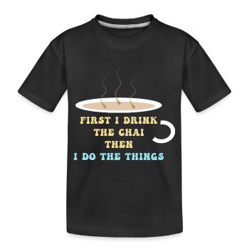 Chai Latte Tee trinken Teetrinker - Kinder Premium Bio T-Shirt - Schwarz - Vorne