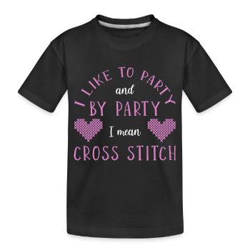 Broderie au point de croix au point de croix - T-shirt bio Premium Enfant - noir - Devant