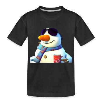 Bonhomme de neige avec café et lunettes de soleil - T-shirt bio Premium Enfant - noir - Devant