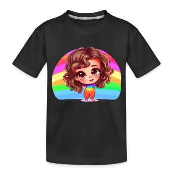 Girl Rainbow - Kids' Premium Organic T-Shirt - black - Front