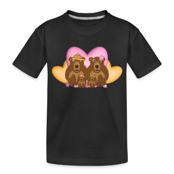 Liebe Bären Familie mit rosa und gelbe Herzen. - Kinder Premium Bio T-Shirt - Schwarz - Vorne