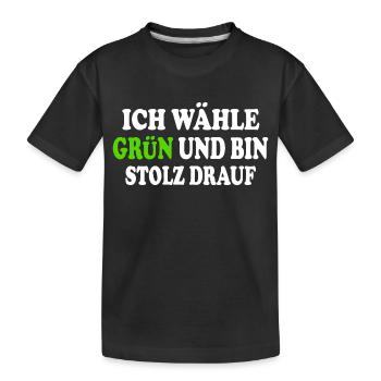 ich wähle grün und bin stolz darauf - Kinder Premium Bio T-Shirt - Schwarz - Vorne
