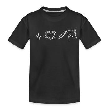 Pferde Herzschlag – Reiterin Geschenkidee - Kinder Premium Bio T-Shirt - Schwarz - Vorne