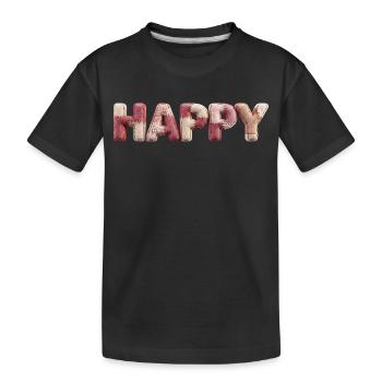 Happy Motiv für Frauen Männer Typo Fans - Kinder Premium Bio T-Shirt - Schwarz - Vorne