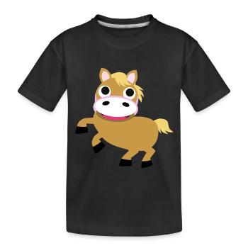 Pony - Haflinger - Kinder Premium Bio T-Shirt - Schwarz - Vorne