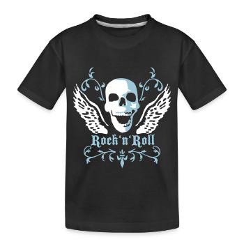 rock_n_roll_skull_2c - Kinder Premium Bio T-Shirt - Schwarz - Vorne