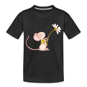Mouse with flower - Kids' Premium Organic T-Shirt - black - Front