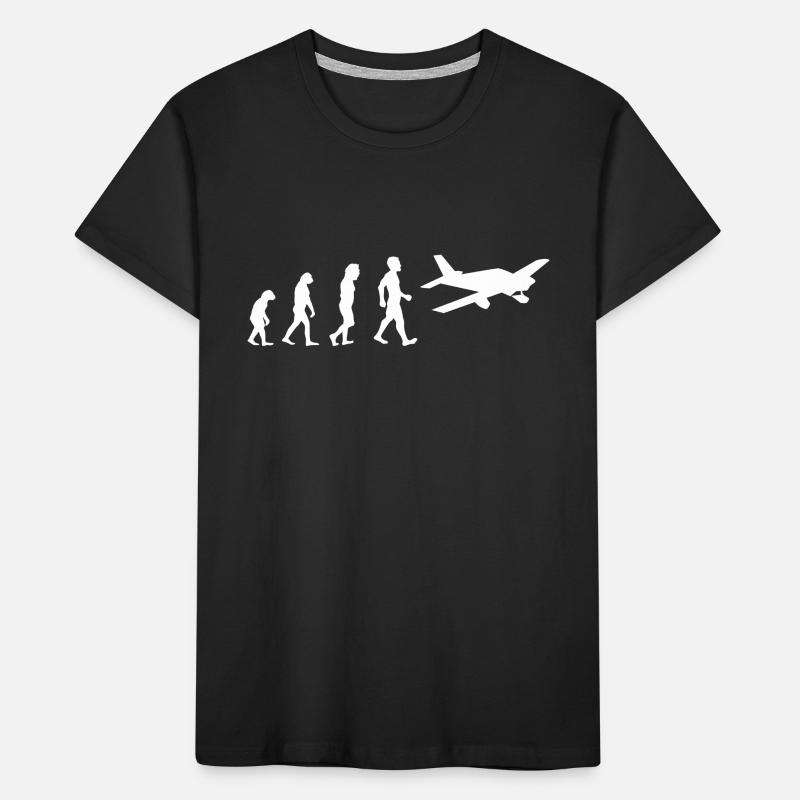 Flugzeug Geschenk Evolution Flieger fliegen Himmel Kinder Premium Bio T-Shirt