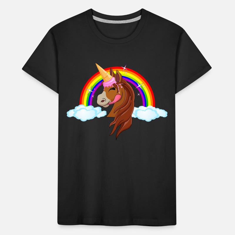 Pony mit Eis - Eishorn Einhorn Regenbogen Märchen Kinder Premium Bio T-Shirt