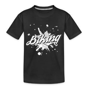 Biking Fahrrad Fahrradfahren Fahrradtour - Kinder Premium Bio T-Shirt - Schwarz - Vorne