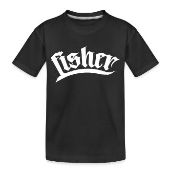 fisch fischer fishing fisher club hecht angeln cap - Kinder Premium Bio T-Shirt - Schwarz - Vorne