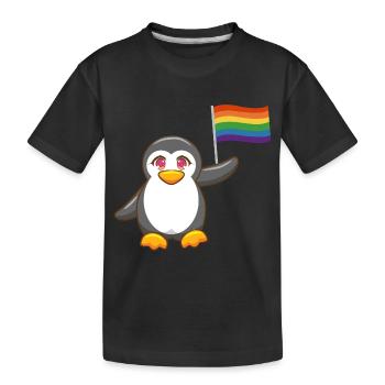 Drapeau arc-en-ciel Mois de la Gay Pride Pingouin LGBT - T-shirt bio Premium Enfant - noir - Devant