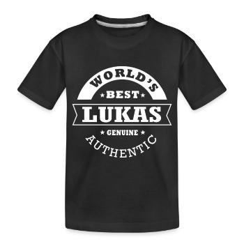 Lukas Gift T shirt personalized name lukas - Kids' Premium Organic T-Shirt - black - Front