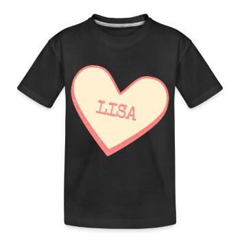 Lisa Nom Prénom Pink Sugar Heart - T-shirt bio Premium Enfant - noir - Devant