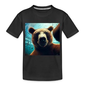 Bär Selfie im Unterwasserreich - Kinder Premium Bio T-Shirt - Schwarz - Vorne