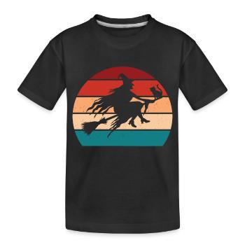 Sorcière Halloween Costume Sorcière Balai Tenue - T-shirt bio Premium Enfant - noir - Devant