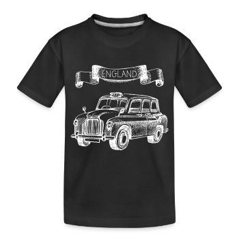 England Taxi Hand gezeichnet - Kinder Premium Bio T-Shirt - Schwarz - Vorne