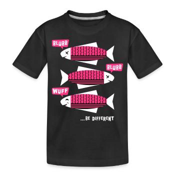 Be Different - Fische - Blubb - Be yourself - 3C - Kinder Premium Bio T-Shirt - Schwarz - Vorne