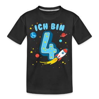 Ich bin 4 - Vierter Geburtstag Junge Mädchen - Kinder Premium Bio T-Shirt - Schwarz - Vorne