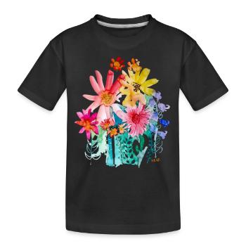Bouquet aquarelle - T-shirt bio Premium Enfant - noir - Devant