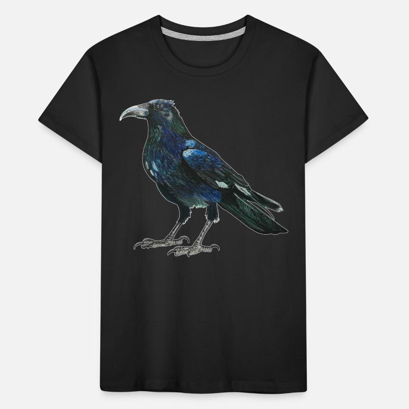 Raven crow with slightly bluish green feathers Kids' Premium Organic T-Shirt