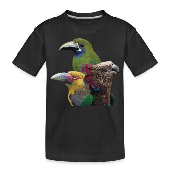 Toucans and parrot - Kids' Premium Organic T-Shirt - black - Front