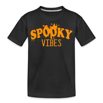 stay spooky vibes witch halloween saying pumpkin - Kids' Premium Organic T-Shirt - black - Front