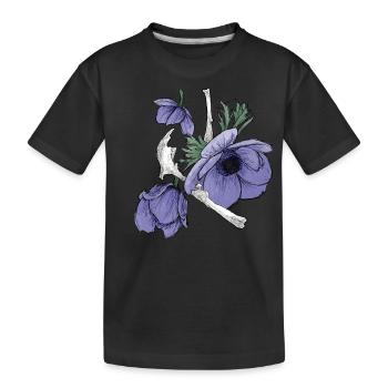 Flowers and bones - Kids' Premium Organic T-Shirt - black - Front