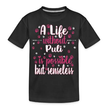 Hund Leben Liebe Hunderasse Puli - Kinder Premium Bio T-Shirt - Schwarz - Vorne