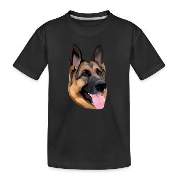 Deutscher Schäferhund Gesichtskunstwerk - Kinder Premium Bio T-Shirt - Schwarz - Vorne