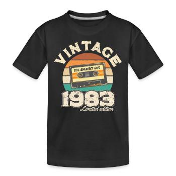 Cassette rétro coucher de soleil 1983 - T-shirt bio Premium Enfant - noir - Devant