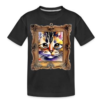 Katzengesicht 5 - Kinder Premium Bio T-Shirt - Schwarz - Vorne