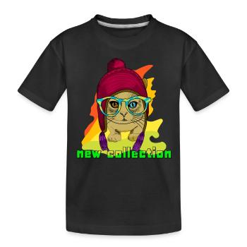 Neue Kollektion CAT - Kinder Premium Bio T-Shirt - Schwarz - Vorne
