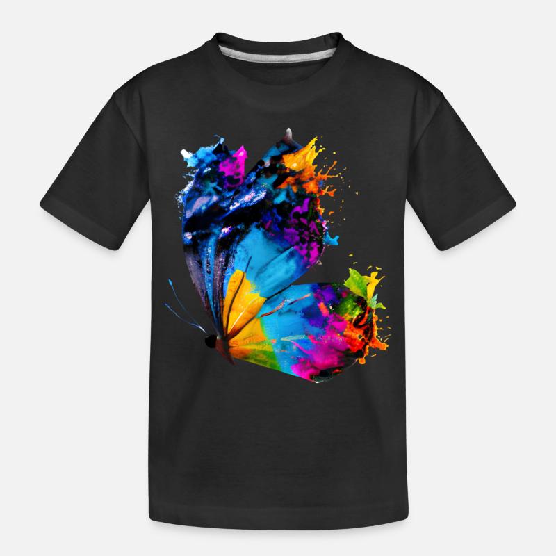 Papillon avec des éclaboussures de peinture - T-shirt bio Premium Enfant - noir